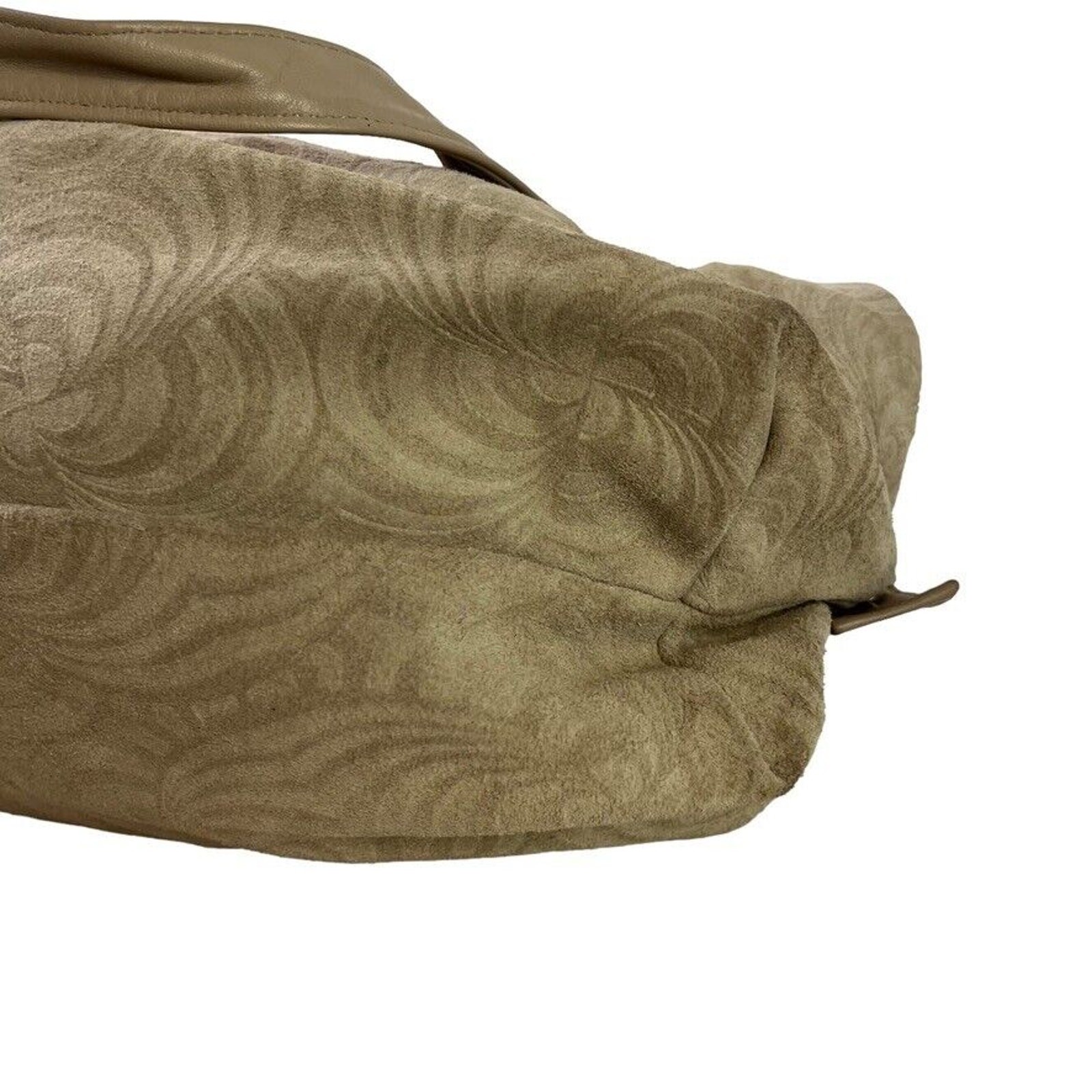 Stone Mountain Suede Embossed Swirl Print Large Double Handle Handbag Purse Bag