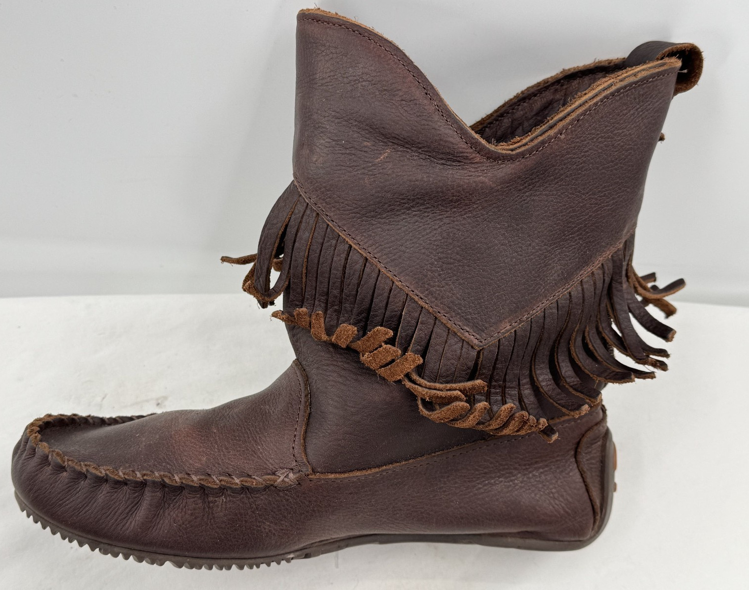 Manitobah Mukluks Indigenous Oiled Leather Dancer Boots Fringe Women’s Sz 8