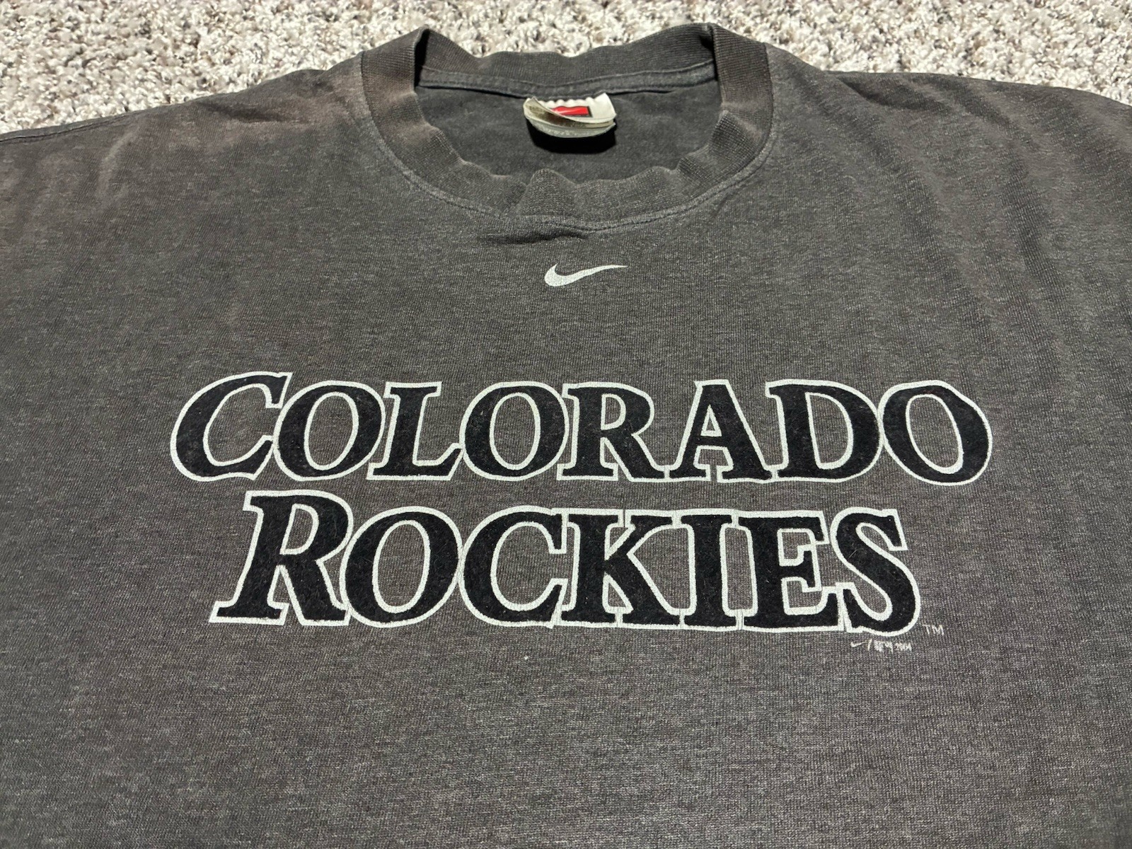Vintage Nike Team Colorado Rockies T-Shirt Faded Gray Graphic Tee MLB XL Y2K
