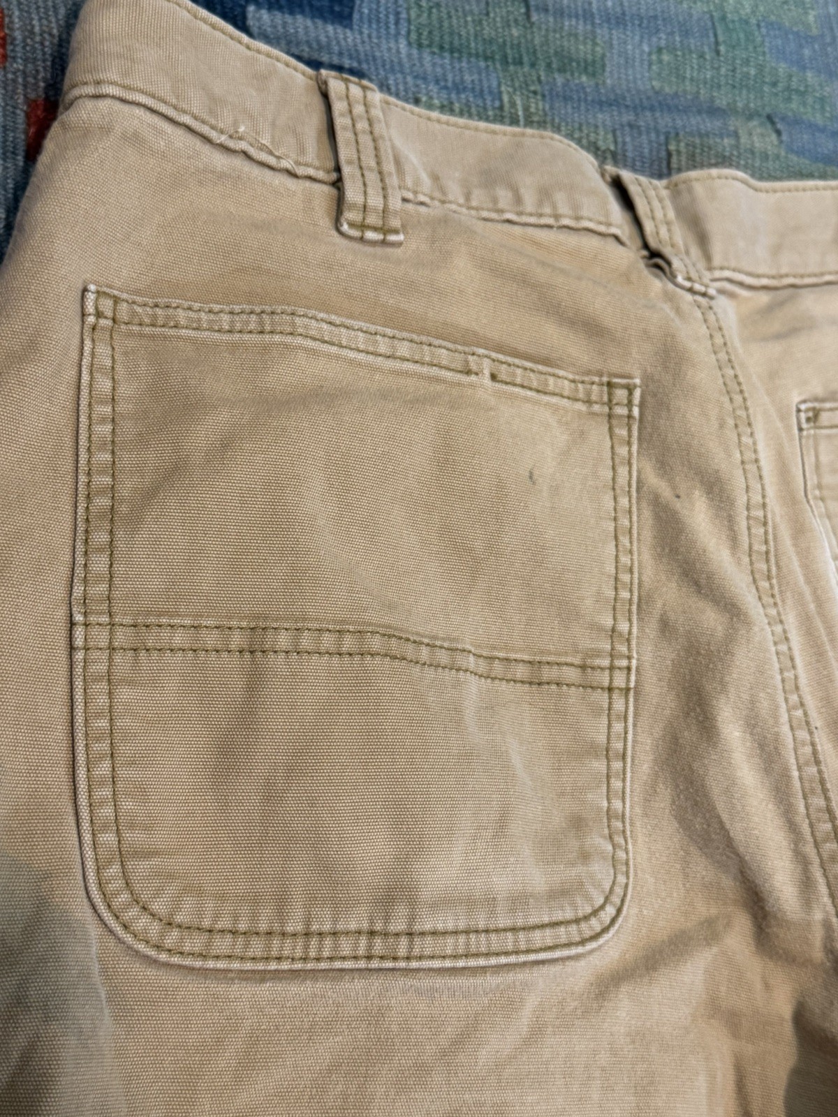Carhartt Men’s Size 36×34 Relaxed Double Front Utility Work Pant Tan Distressed