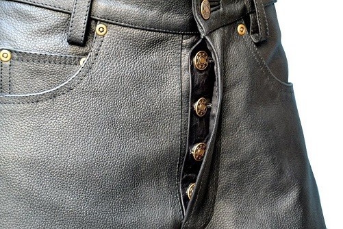 Thick Heavy Duty Button Fly Pants Men’s Cowhide Leather Pant Custom Length