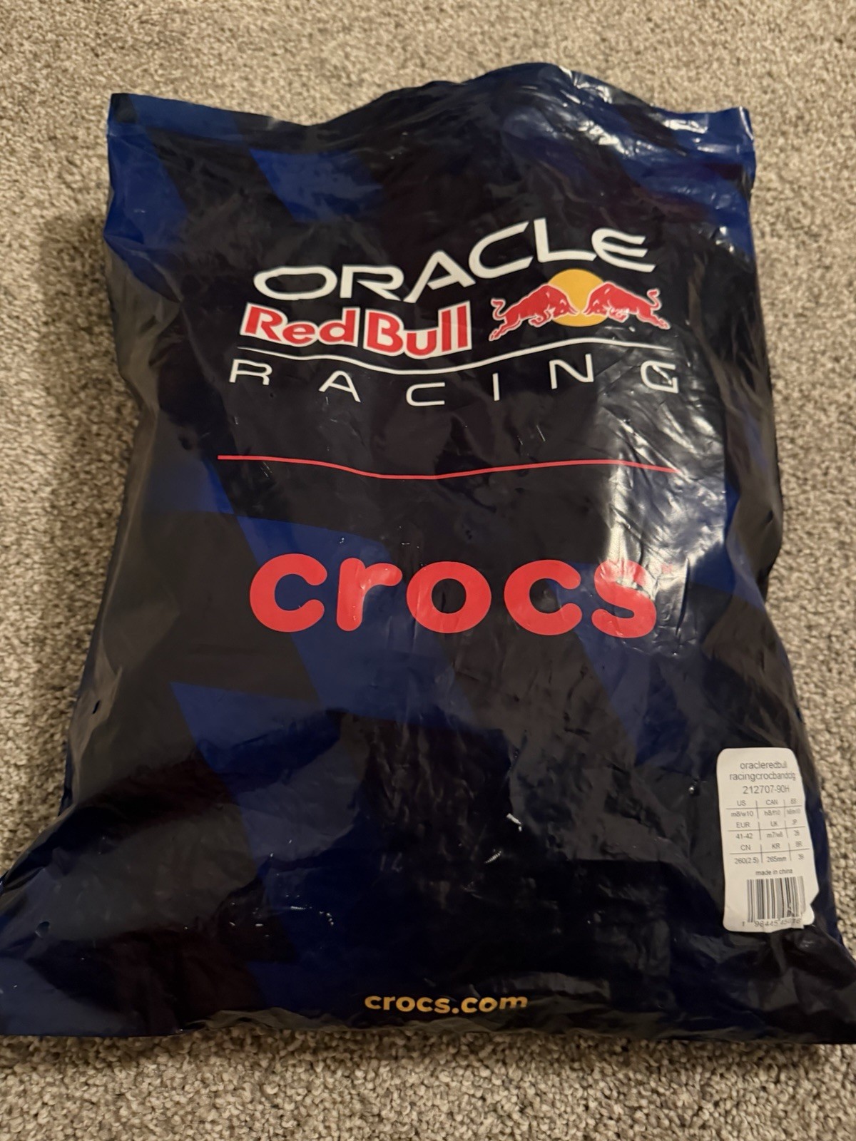 Crocs Oracle Red Bull Racing Slide Sandal US 8 Black Red Yellow Logo