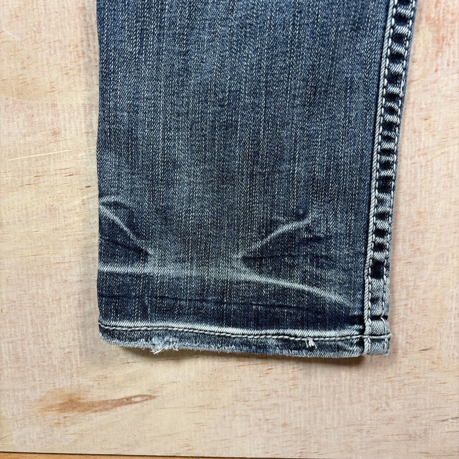 BKE Alec Denim Jeans Mens 26×32 Straight Dark Wash Stretch Thick Stitch Distress