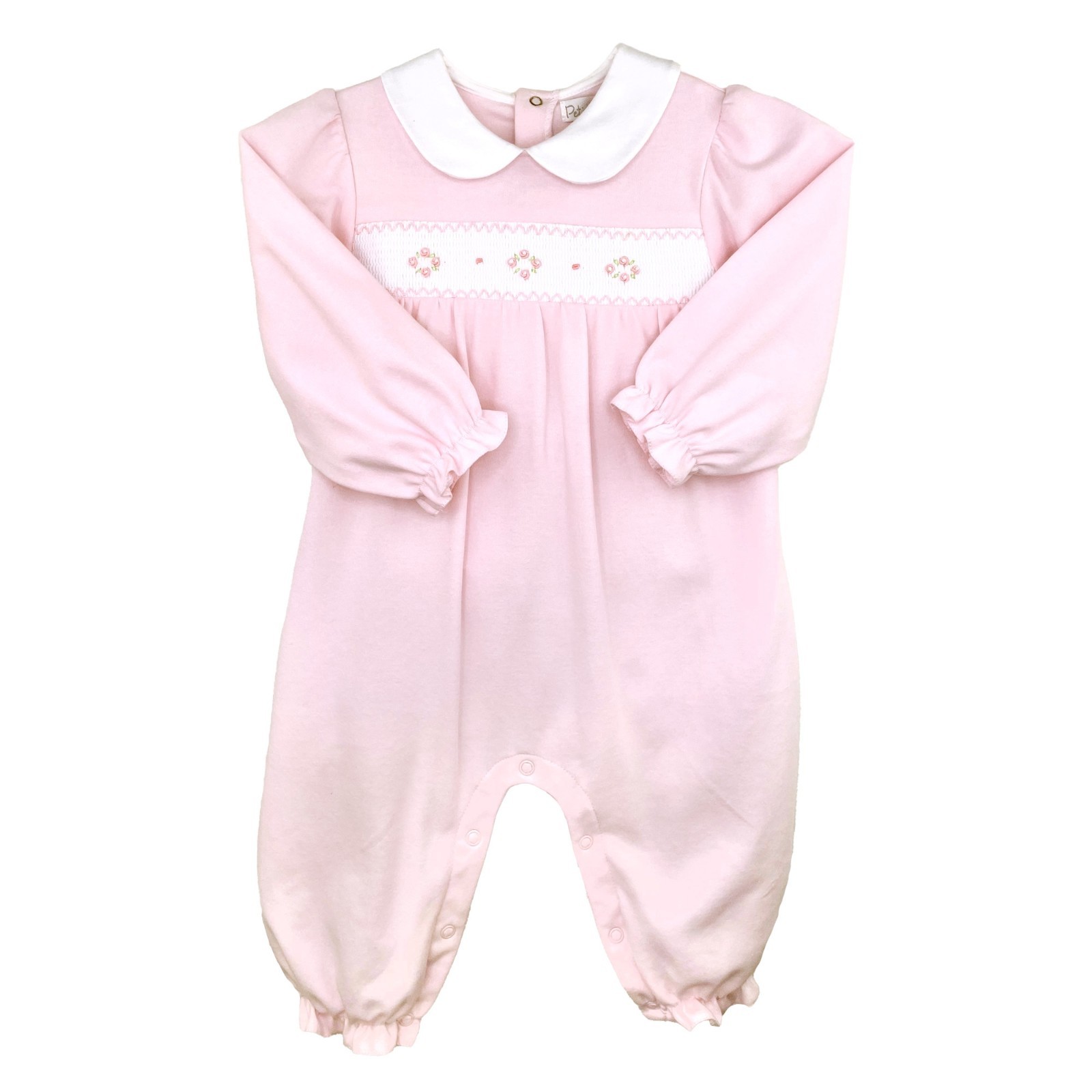 NWT Petit Ami Pink Smocked KNIT Romper Baby Girls 6 Months 6M Longall 100 Cotton