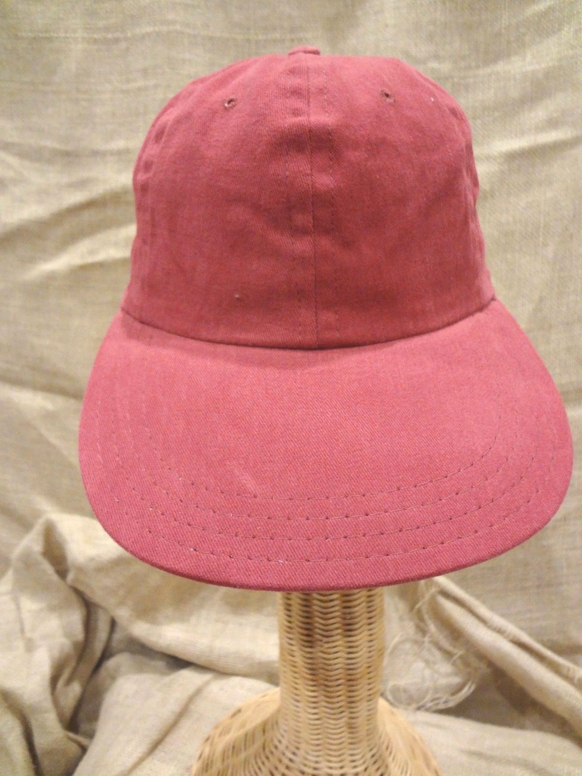 Solid DUSTY RED Washed Cotton Polo Style Ball Cap Hat ~One Size ~Flat Bill~NEW