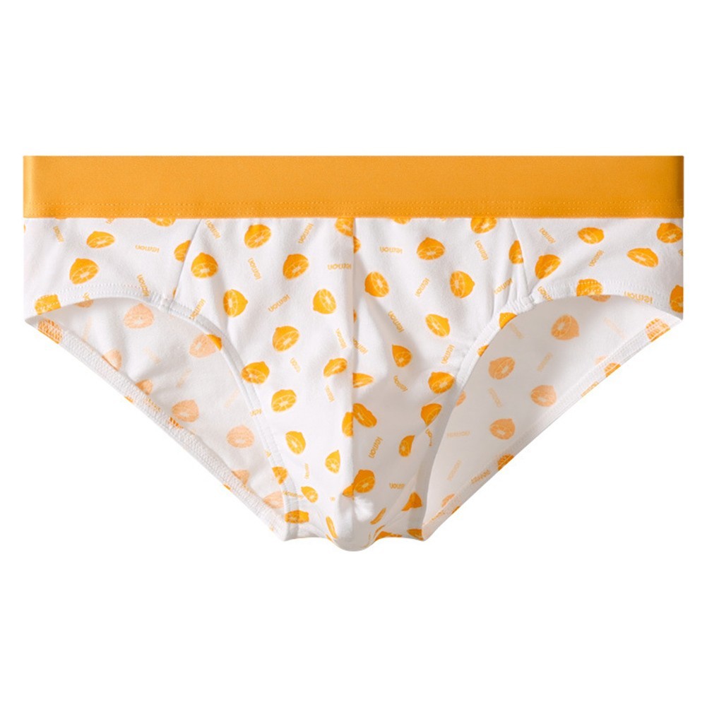 Men Breathable Cotton Briefs Underwear Mid Rise with Classic Printed Print