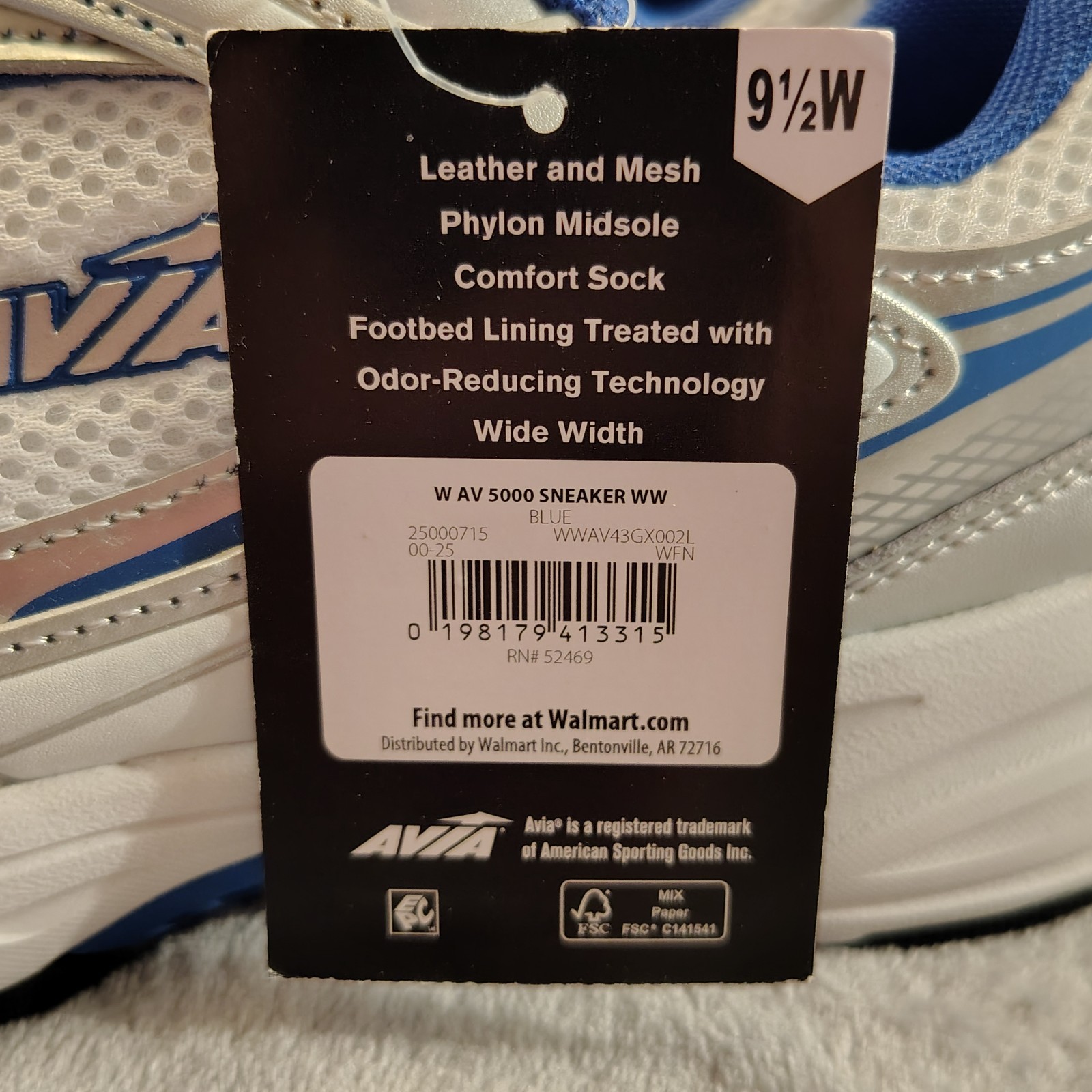NEW W/ Tags AVIA Women’s Blue & Silver 5000 Sneakers Odor Control Size 9 1/2 W