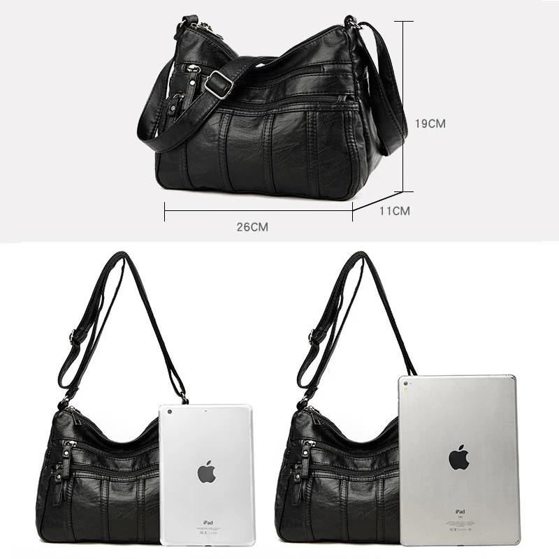 Women’s Soft Leather Crossbody Bag, 2025 Retro Multi-pocket Shoulder Handbag