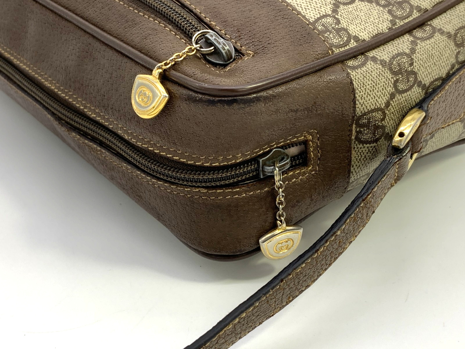 GUCCI VINTAGE Ophidia Shoulder Bag Web Stripe Logo Brown Classic Rare Authentic