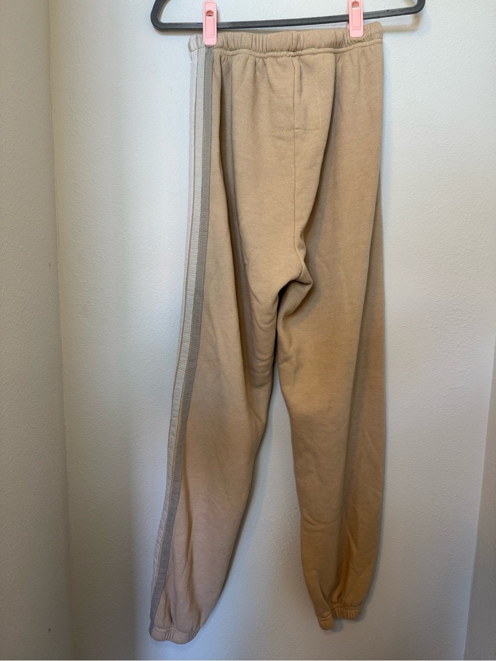 Aviator Nation 5 Stripe Sweatpants in a Sand Tan color