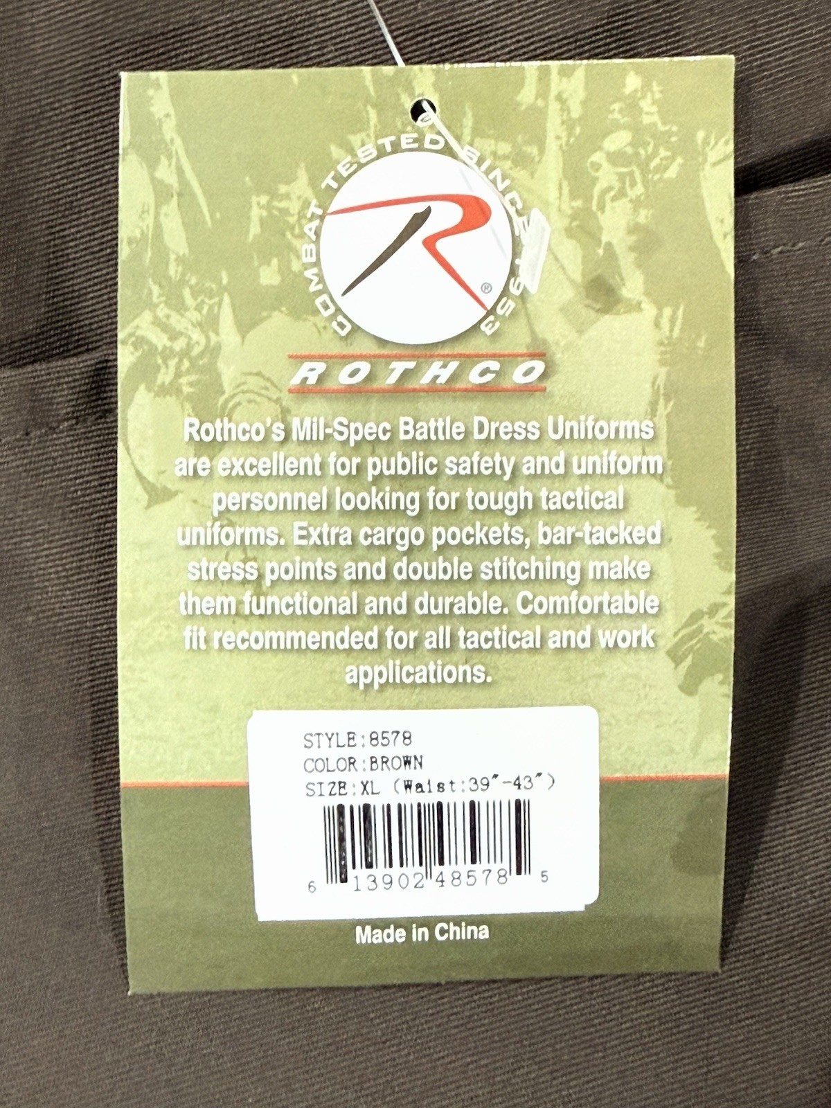 Rothco 8578 BROWN BDU Pants Tactical 6-Pocket Military Fatigues – Size XL – NWT