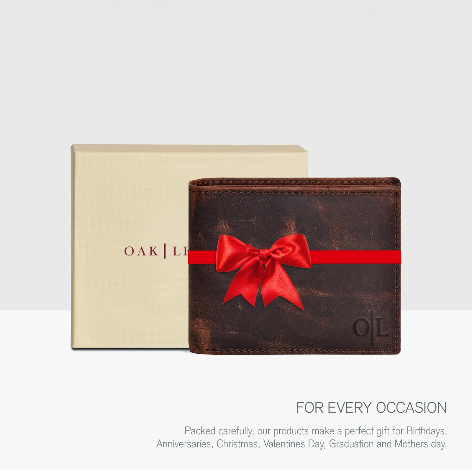 Real Leather Bifold Wallet for Men – Wallets with Small, Vintage Brown-No Box