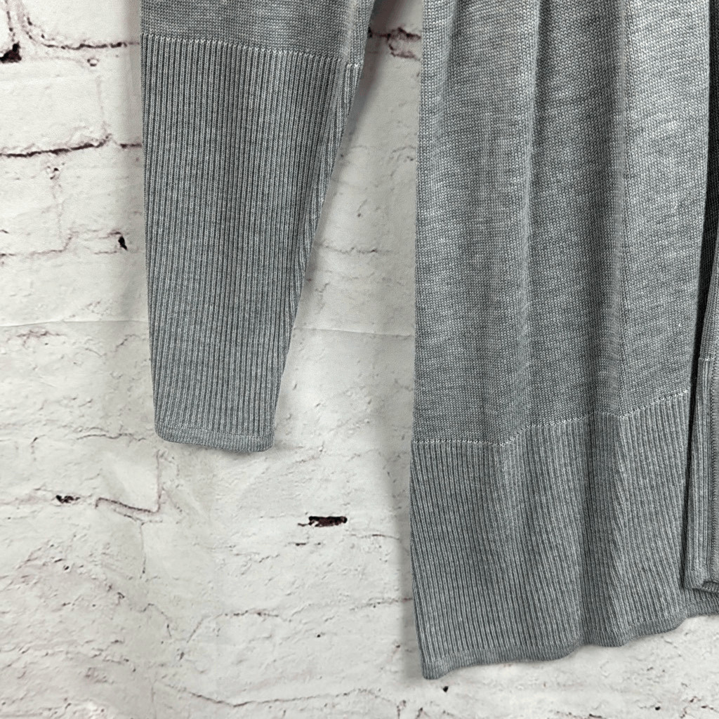 Worthington Sweater Womens L 0X Cardigan Open Longline 100% Rayon Heather Gray