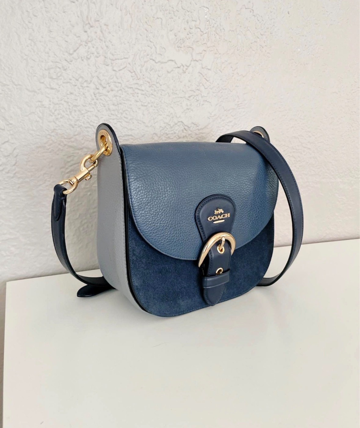 coach blue handbag cross body