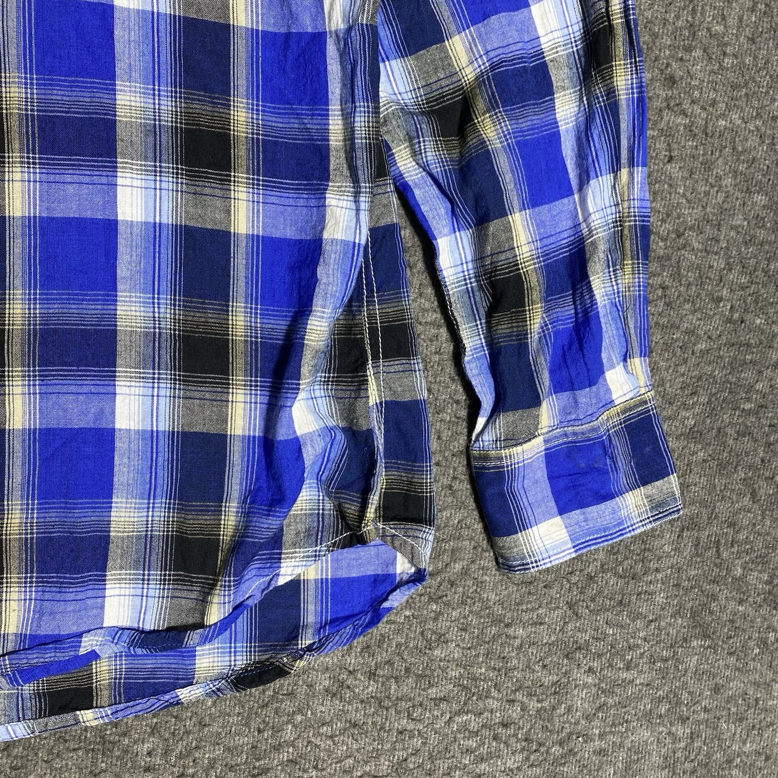 Ely Cattleman Shirt Mens L Blue Plaid Western Pearl Snap Cowboy Rodeo Rancher