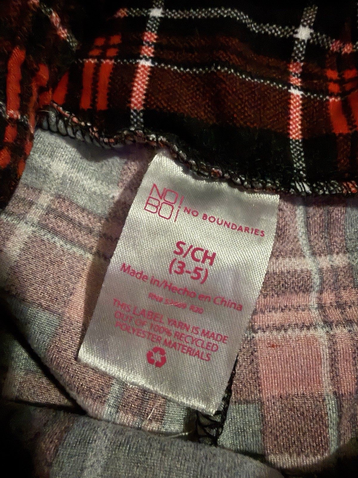 No Boundaries Pull-On Plaid Leggings Pants Red/Black/White S/CH 3-5