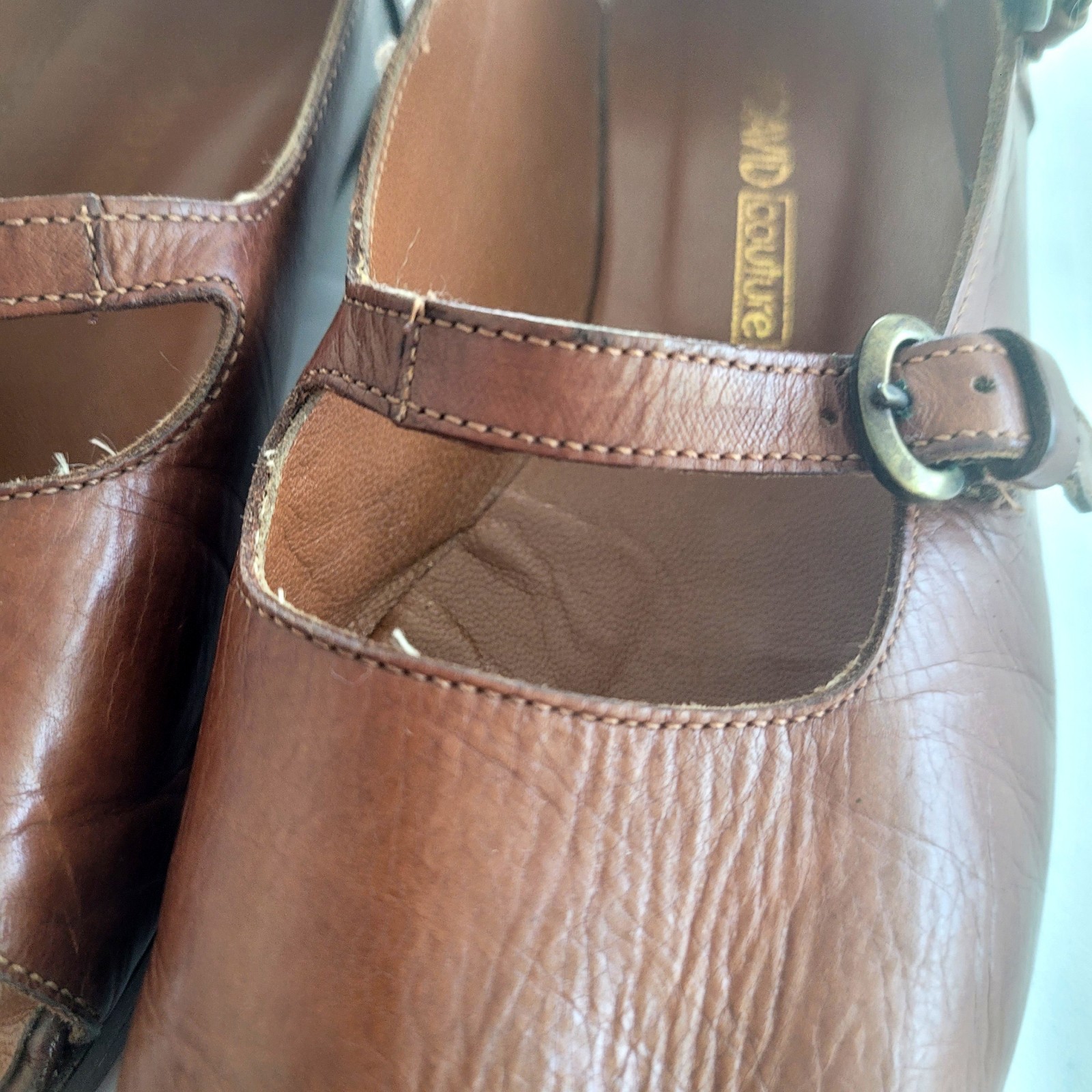 Joan & David Couture 7 Brown Open Toe Strappy Flat Handmade Italy Staps Women’s