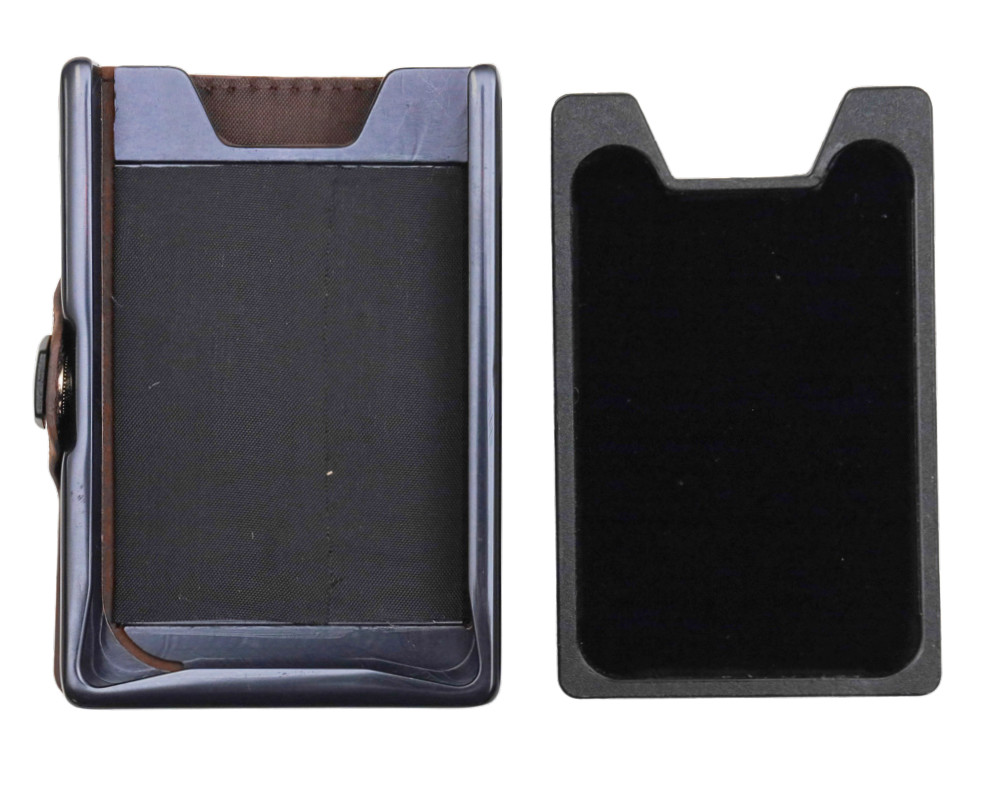 ZNAP RFID Blocking Slim Brown Leather Aluminum Wallet – 12 Card – Air Tag Pocket