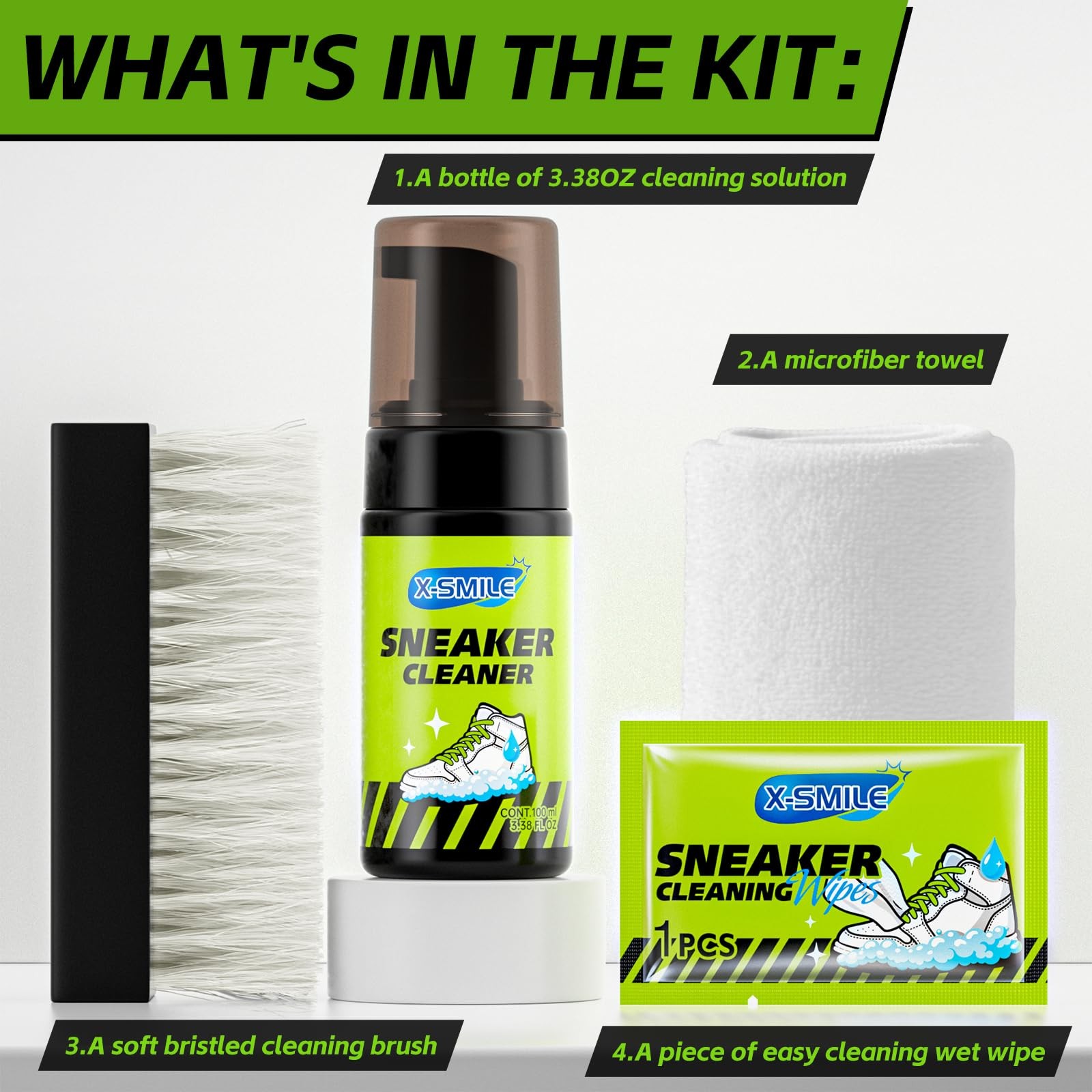 XSMILE Sneaker Cleaning Kit – Premium Foam Shoe Cleaner for White Shoes, PU &…