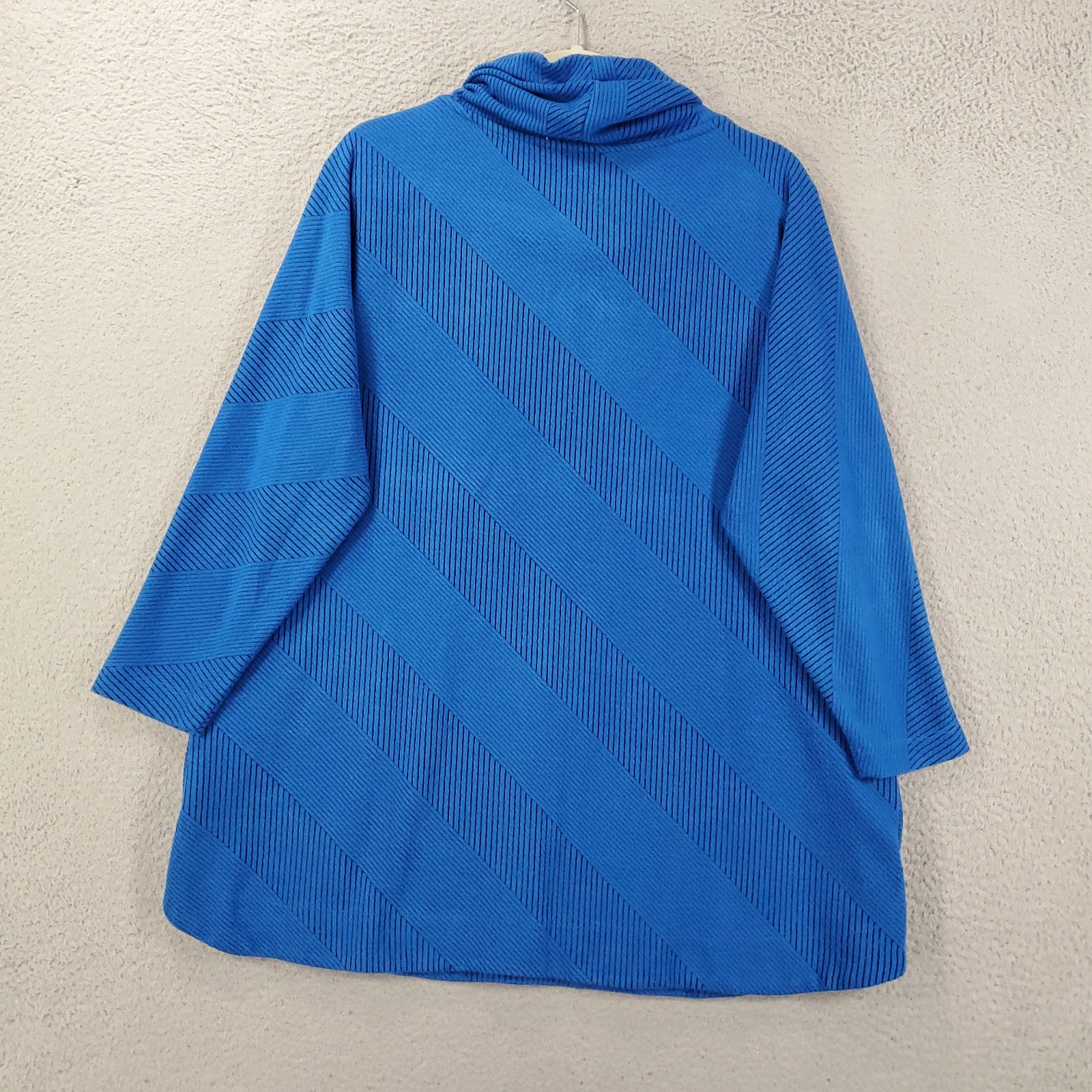 Ali Miles Sweater Womens Large Blue Striped Button Accent Cowl Neck Tunic Top