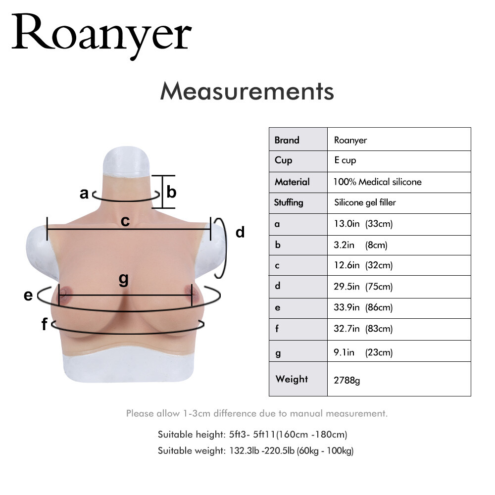 Roanyer Silicone E Cup Breast Form For Crossdresser Drag Queen Cosplay