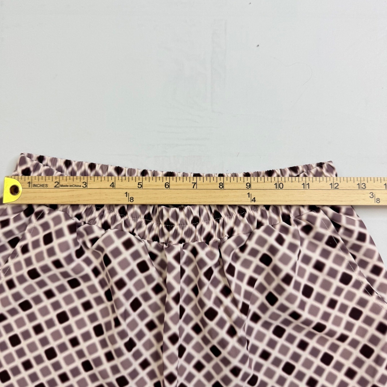 Purple Geometric Diamond Print Lounge Pants Elastic Waist Small Straight Leg