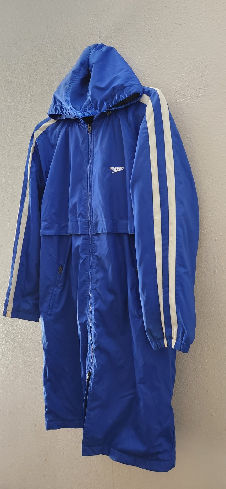 Unisex Size M Speedo Hooded Long Parka Windbreaker Swim Jacket Full Zip Lined