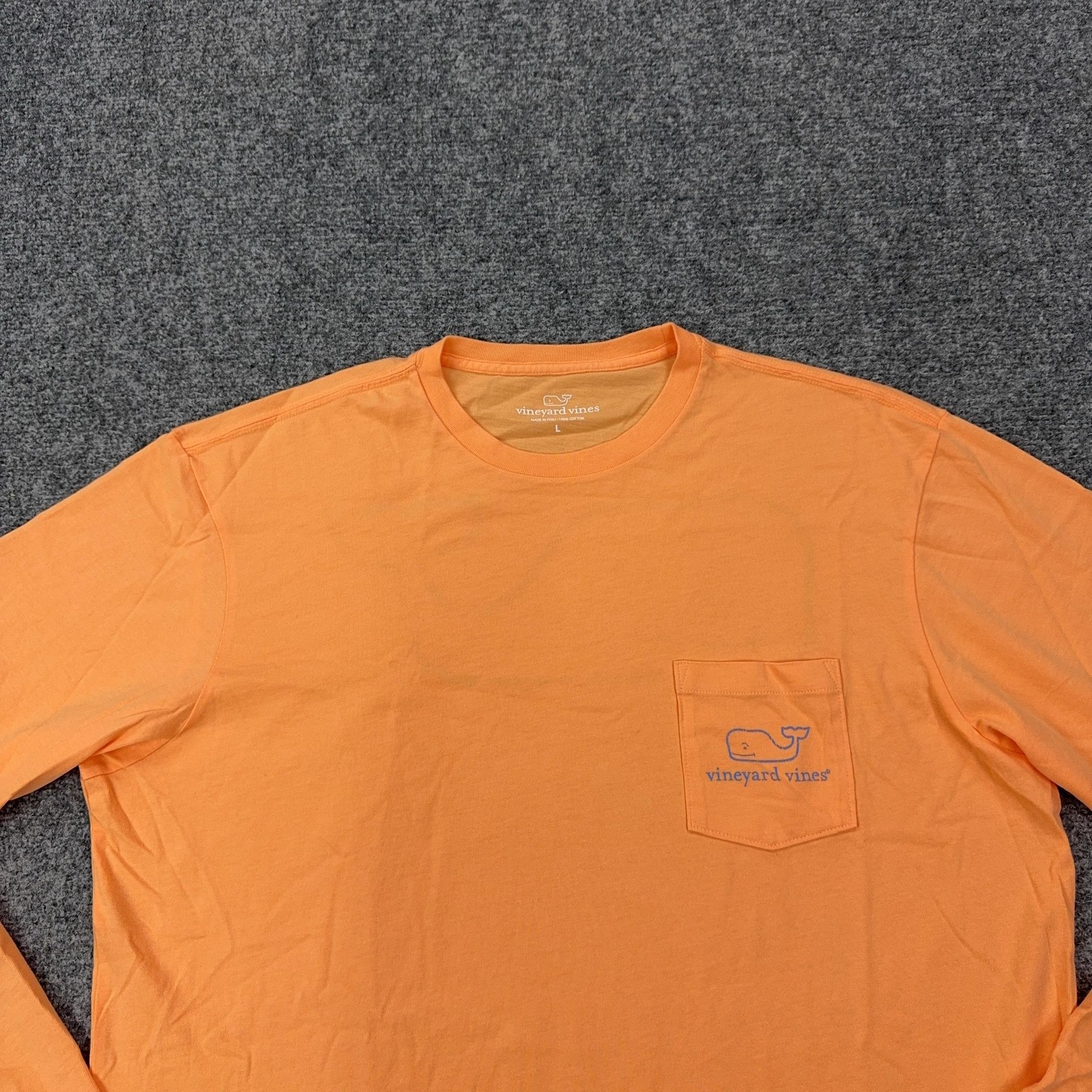 Vineyard Vines Shirt Mens Large Orange Whale Logo Pocket Long Sleeve Tagless