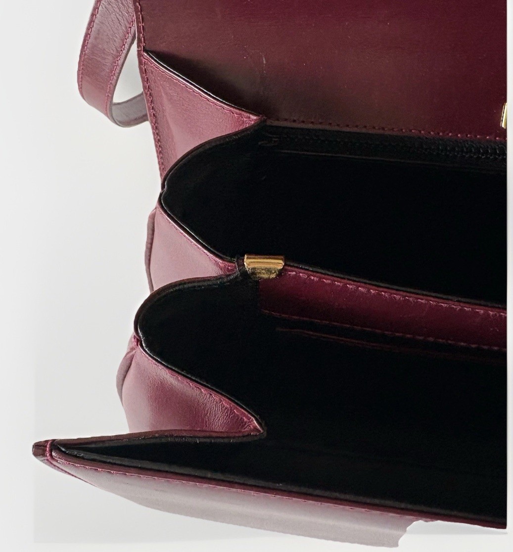Authentic BALLY Hand bag Burgandy Leather From Japan 01058