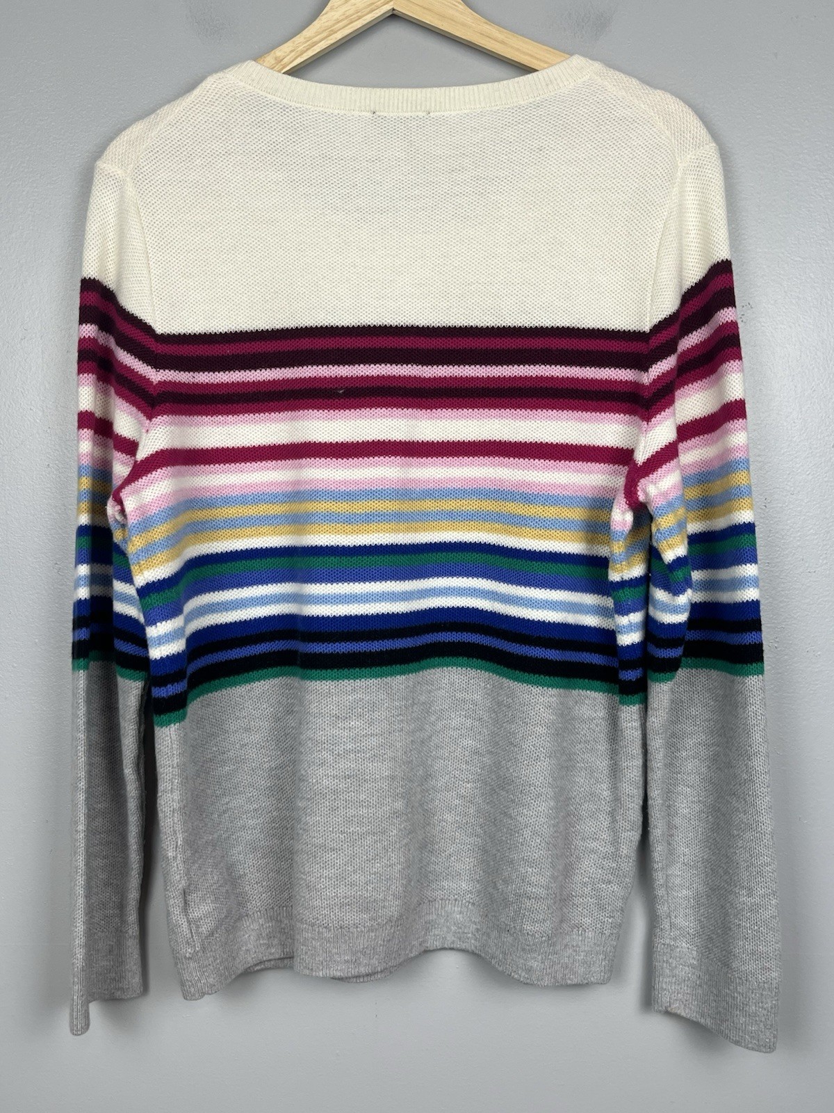 Talbots cotton blend ivory multicolor stripe crewneck sweater, XL.