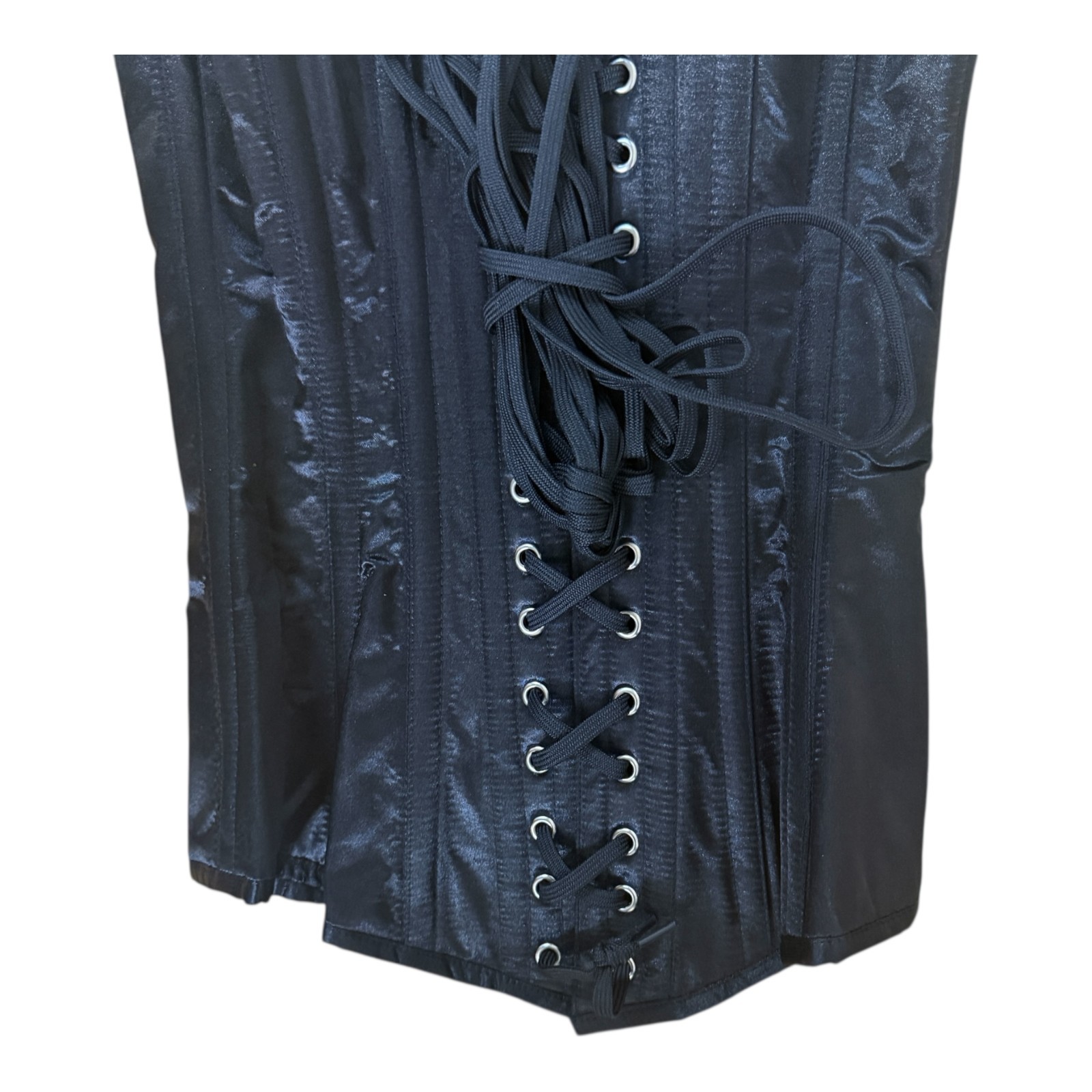 GothicXO Corset Underbust Black Glossy Lace Up Corset Size 24 New With Tags