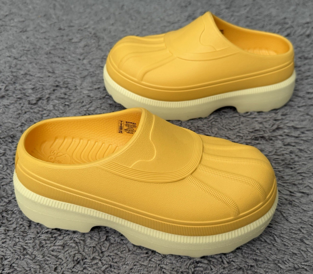 Sorel Caribou Clog Yellow Ivory Waterproof Slip-Ons Mule Shoes Women’s Size 7
