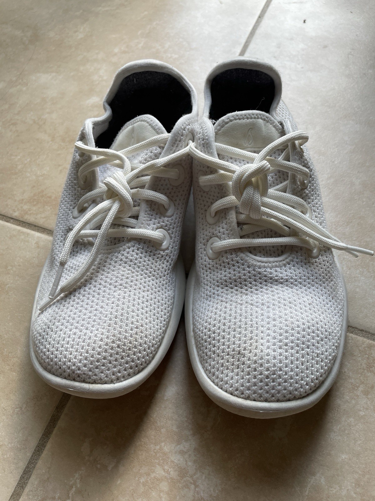 Allbirds Mens Tree Runners White On White Running Shoes Sneakers Wool Insole 9