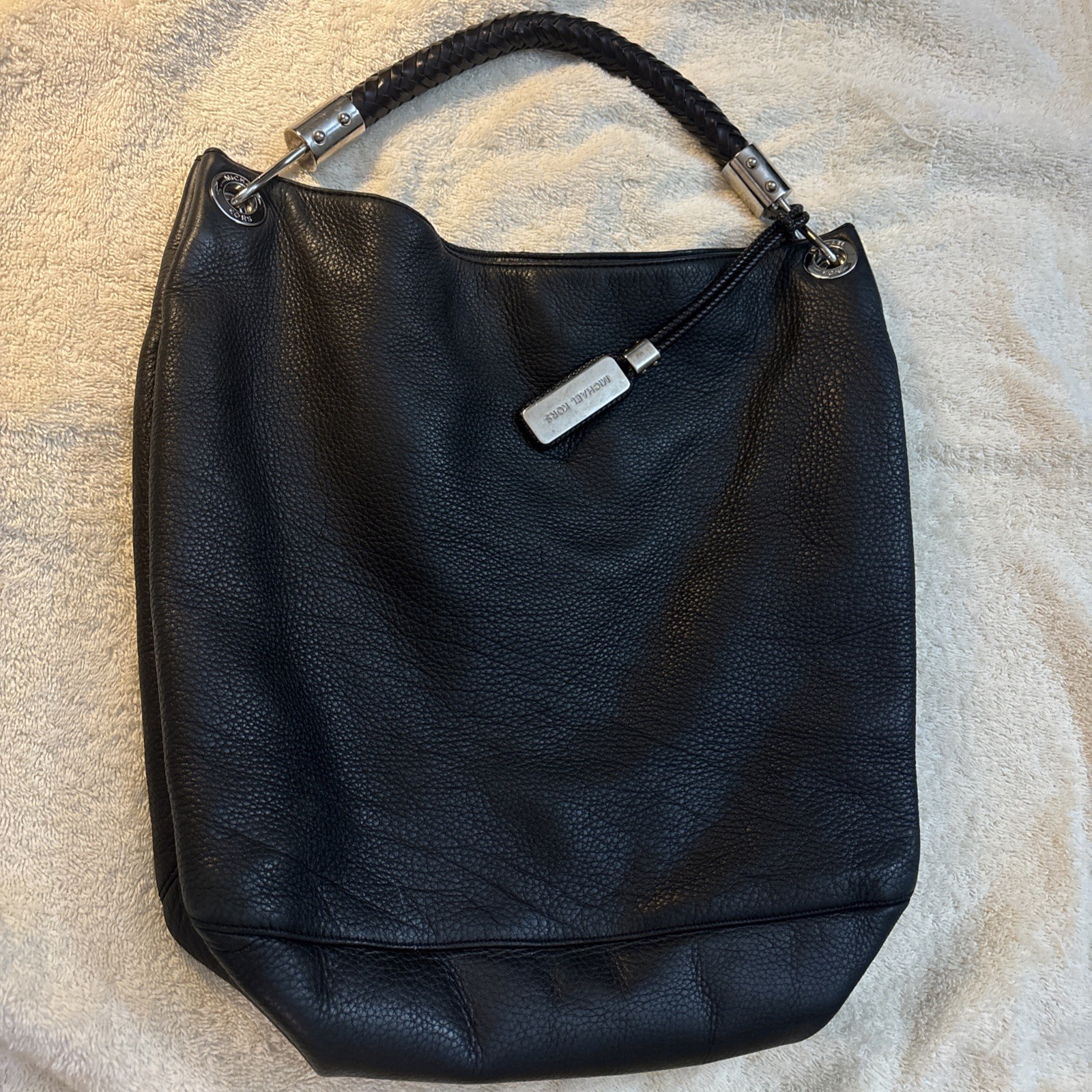 Michael Kors Raven Large Black Leather Shoulder Bag