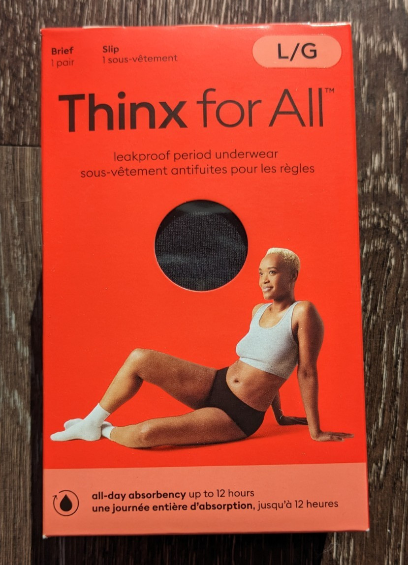 Thinx For All Period Underwear Brief Slip All-Day Absorbency Size L – Black NEW