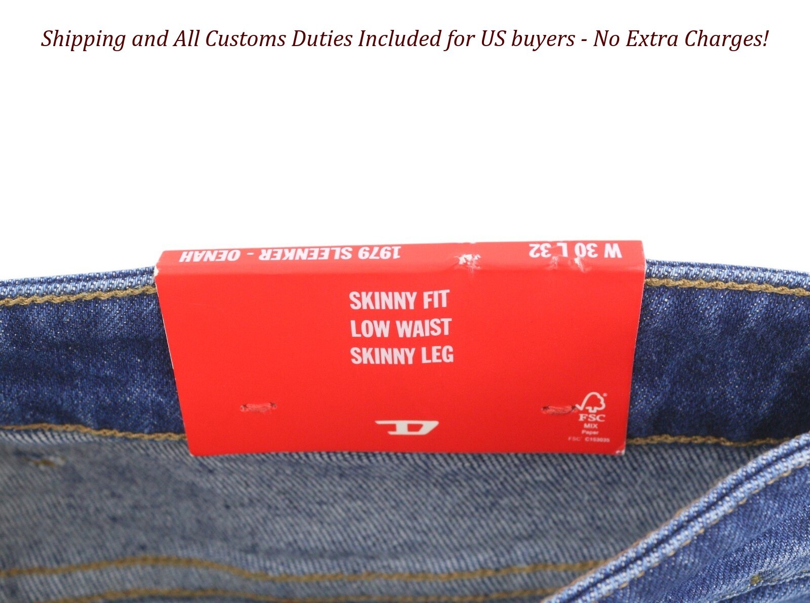 DIESEL 1979 Sleenker 0ENAH Men Jeans W30/L32 Blue Faded Whiskers Skinny Fit –
