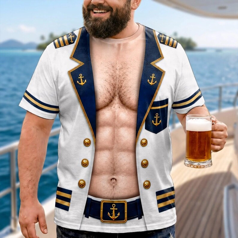 Custom Hairy Hawaiian Shirt Funny Captain Cruise 3D All Size LM009 FREE SHIP