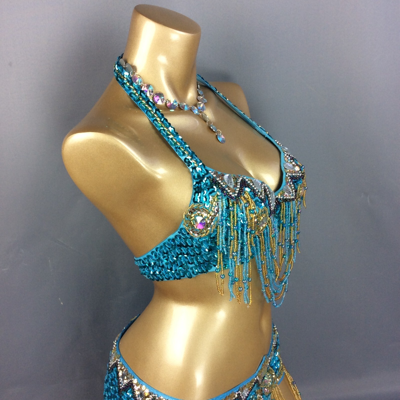 Beaded Samba RAVE EDC Party Carnival Belly Dance Costume Bra Belt 13 Colors