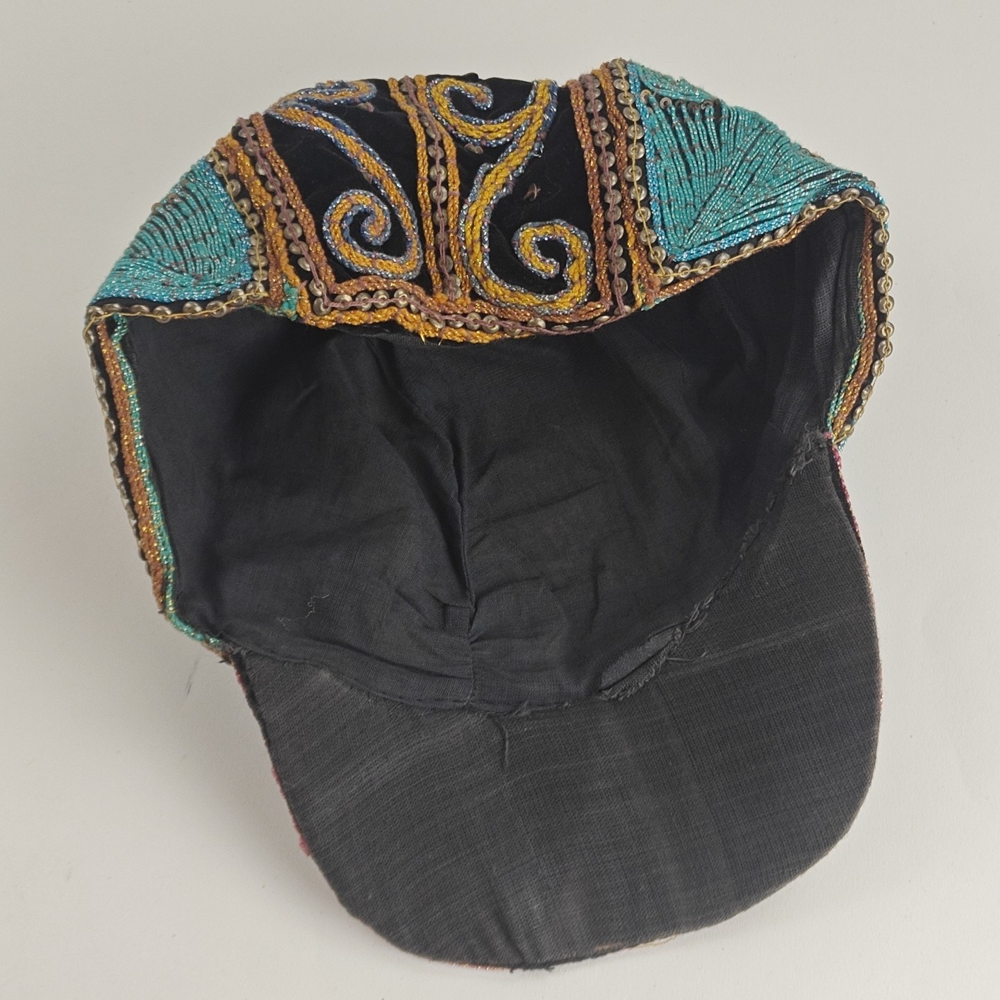 Vintage Sequined Hand Stitched Elephant Hat Made In Myanmar Burma