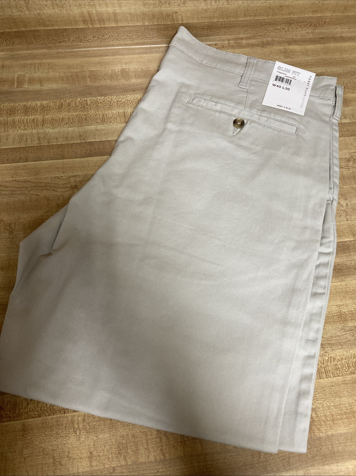 Perry Ellis Men’s Moonstruck Slim Fit Cotton Pants Size 40×30 Zip Brand New