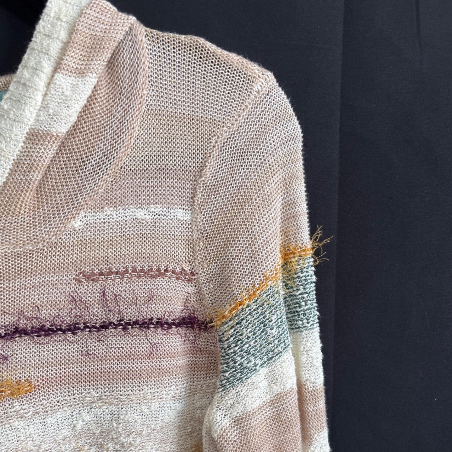 Sparrow Anthropologie M Hooded Sweater Multicolor Textured Knit Boho Stripe