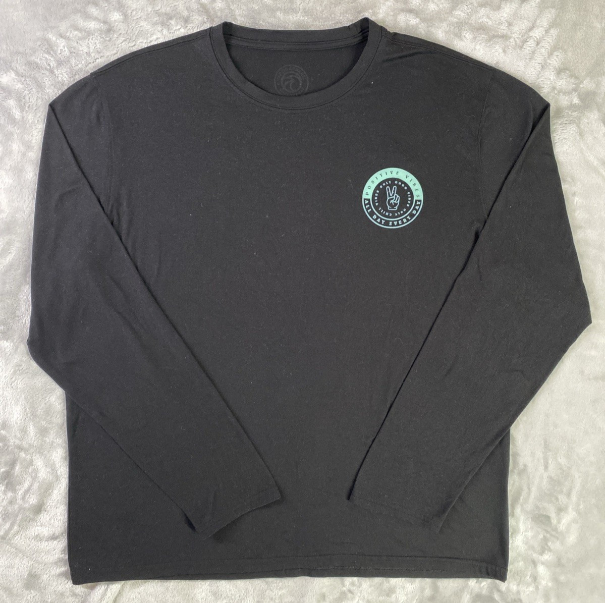 Vapor Apparel Long Sleeve Men Large Black Positive Vibes Only Graphic Peace Tee