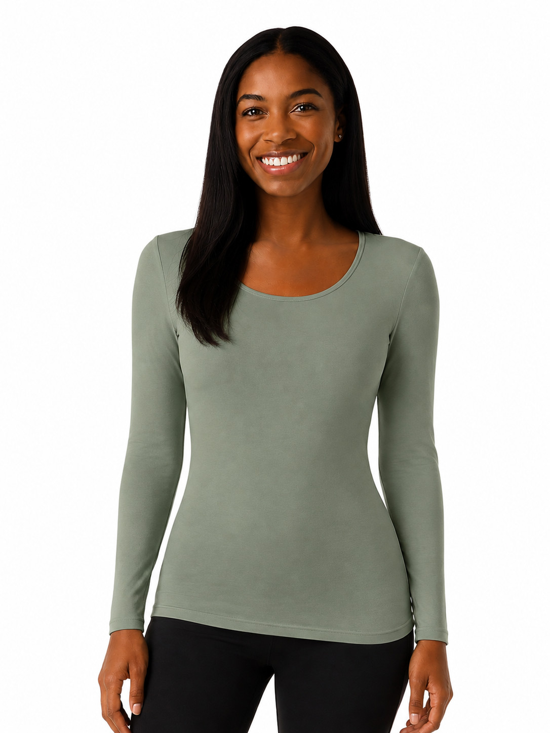 32 Degrees Heat Women’s Thermal Scoop Neck Shirt White/Ht Green XL 2-Pack. NEW!!