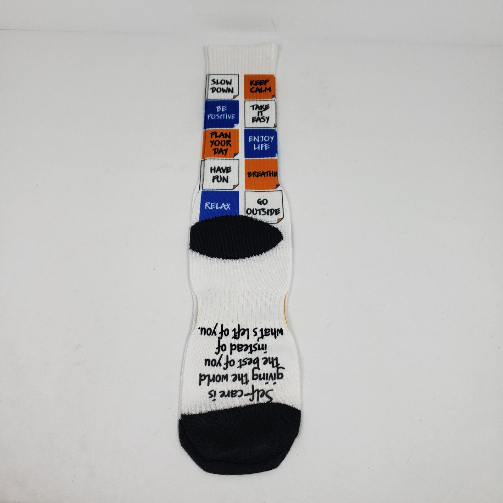MCH TO Do Sticky Notes Adult Unisex OS White Multi Color Graphic Crew Socks