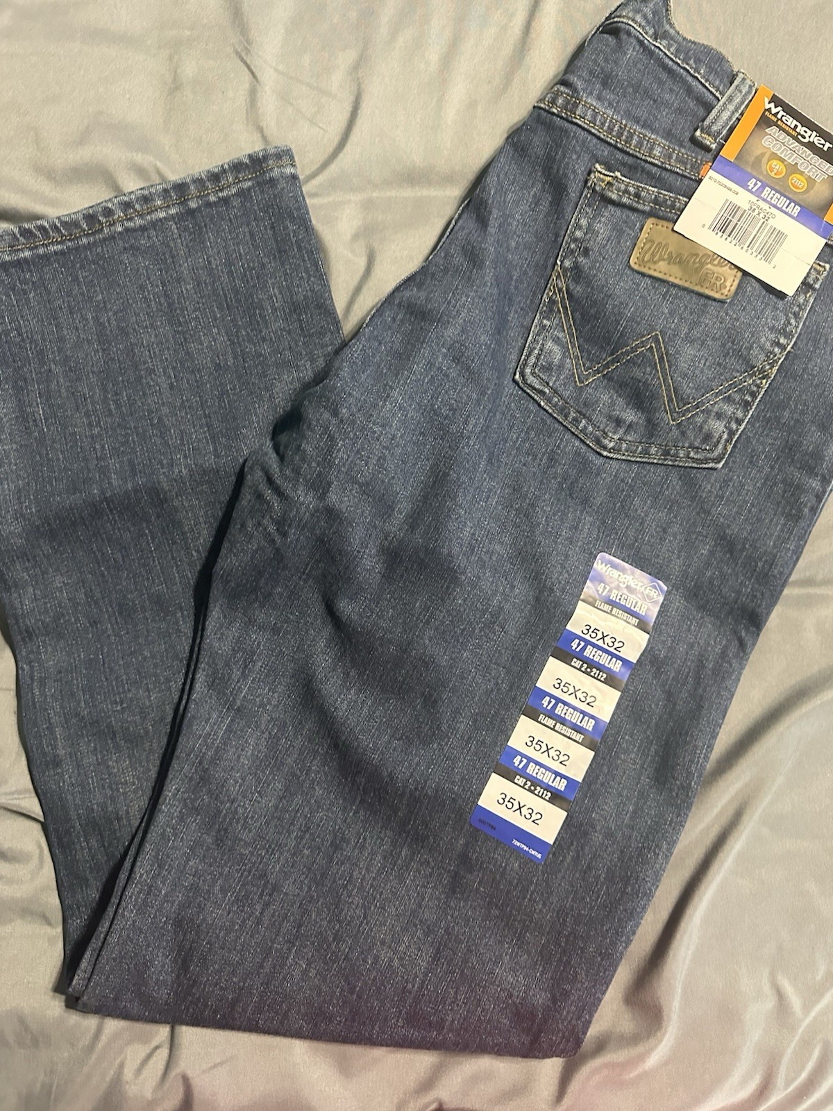 Wrangler FR CAT 2 Workwear Men’s Straight Jeans Regular Fit Dark Wash 5-Pocket