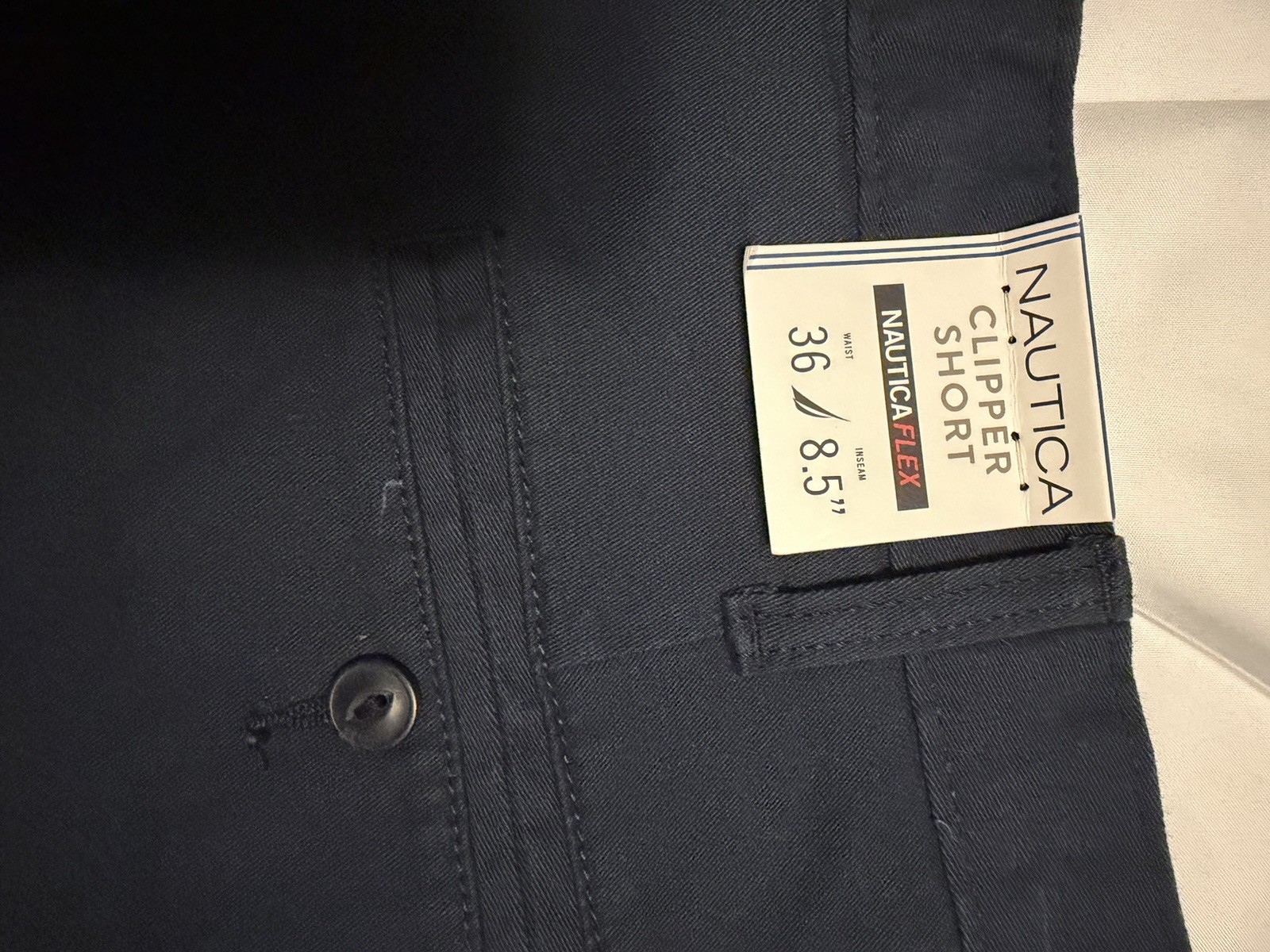 Nautica Men’s Classic Fit Navy Solid Chino Shorts 8.5″ Inseam Flat Front