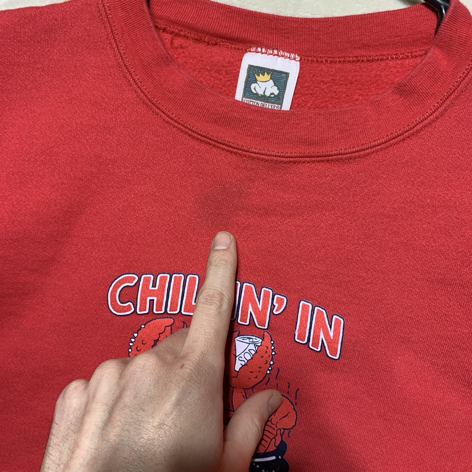 VTG ‘Chillin In Boston’ Lobster Sweatshirt Men’s XL Cotton Deluxe Made In USA