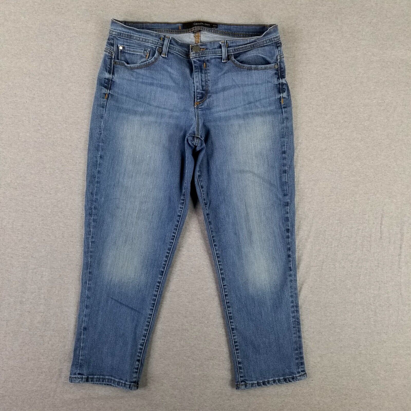 Calvin Klein Size 32/14 Skinny Crop Jeans Vintage Quality Thick Stretch Denim
