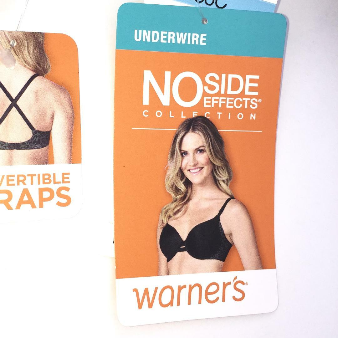 Warners NO SIDE EFFECTS Underwire Bra Convertible Straps Black or Ivory RB5781A