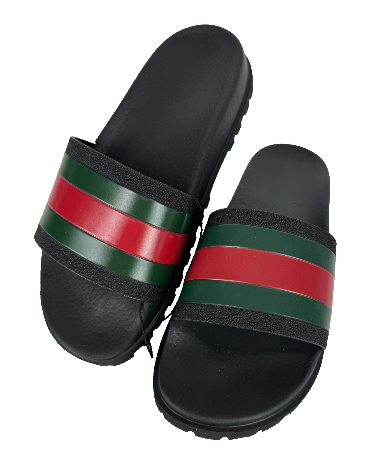 $510 Gucci NIB Auth Black Web Rubber Pool Slides 6.5 US 6 UK 40 EU Sandals Shoes